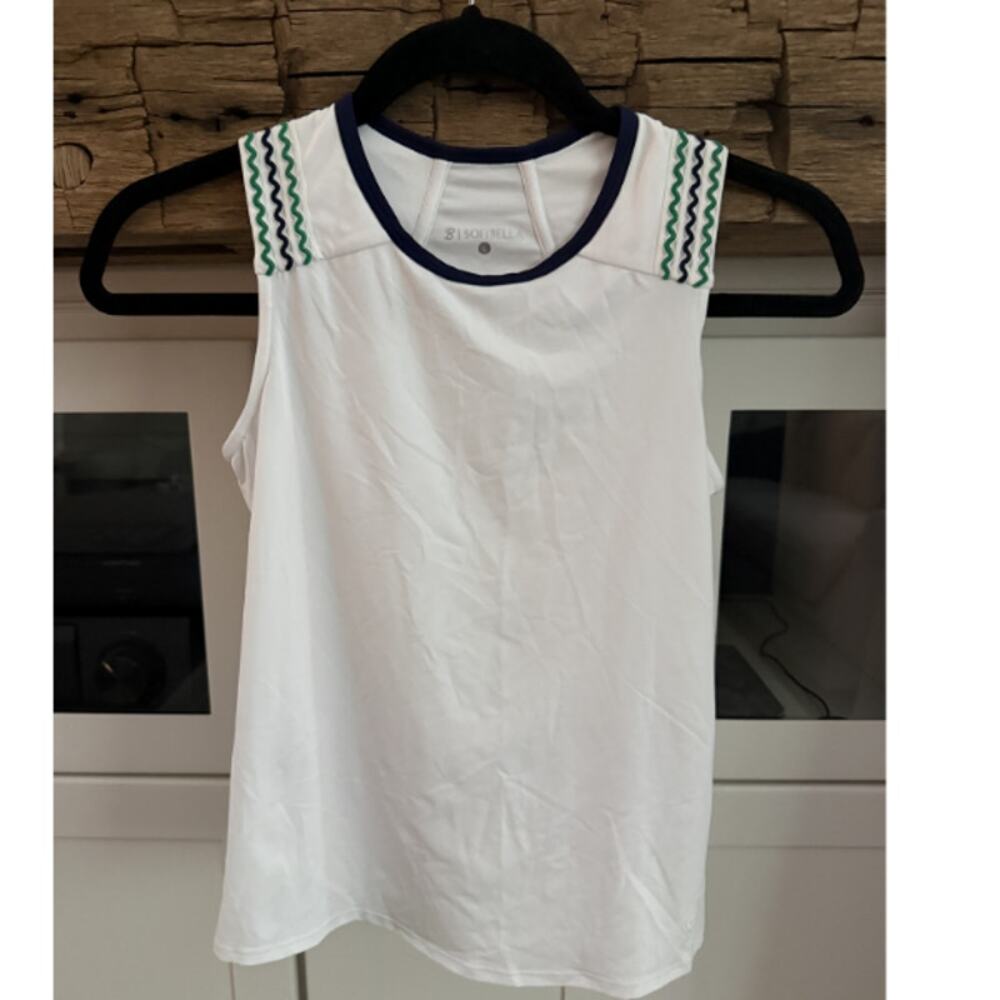 Sofibella Girls Junior Tennis Tank Top Ric Rac Trim White Size Large
